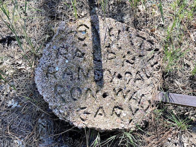 I found this etched concrete before the Pine Canyon trailhead. It reads "9/1/72 Ralph Randy Dale Ron Walt Gary". Maybe the Boy Scouts who worked on General Crook Trail?