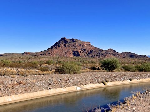 Looking across the Arizona Canal to Red Mountain.
