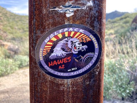 Bike club slap graffiti at Magic Mountain Trail and Hawes Trail #52.
