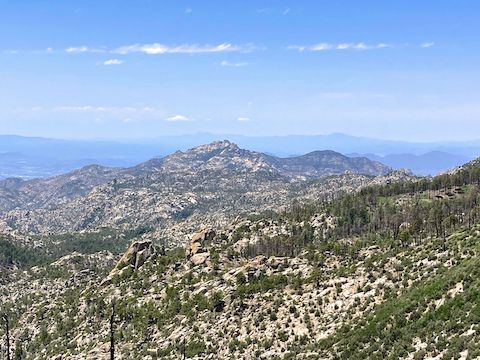 Looking towards Cathedral Rock and Mount Kimball, from Aspen Trail #93.