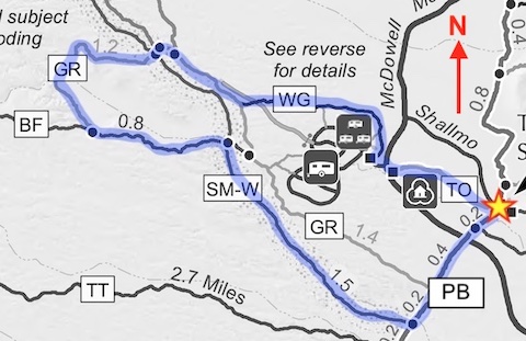 My plan was to hike a 7.0 mile counter-clockwise loop of Tortoise Trail, Wagner Trail, Granite Trail, Bluff Trail, Stoneman Wash Trail, and Pemberton Trail.