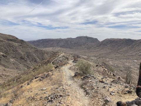 Heading down Alta Trail. Mount Suppoa antenna farm just 2½ miles away.