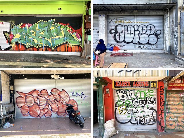 Graffiti photographed during our walk. Like Europe, graffiti is common in Surabaya. Only found the one nice piece. The numbers seemed to be years, but not always.