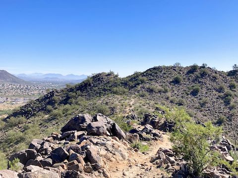 Peoria Sunrise Mountain Preserve: Sunrise Ridgline -- where I bumped into the same older mountain biker, taking a well-deserved breather.