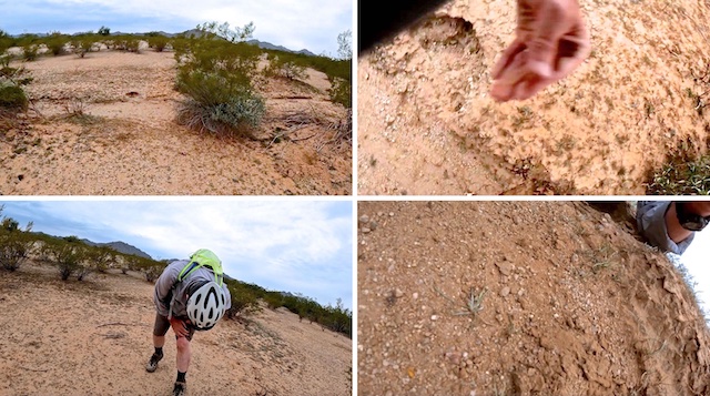 I crashed on this small wash. (GoPro screen cap)