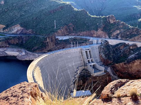 Vineyard Mountain: In 1911, Roosevelt Dam was the largest masonry dam in the world. It lost its National Historic Landmark status when it was raised & resurfaced in 1996.