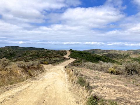 Crystal Cove State Park: Heading south on Moro Ridge Road, Pacific Ocean in the distance.