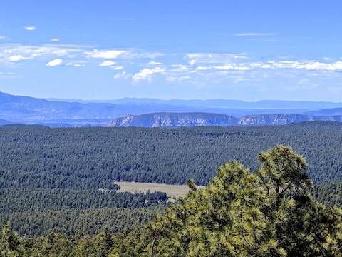 Hutch Mountain: Still, great 360° views! Here, I thought I was looking west towards the distant cliffs of Munds Mountain, but according to my notes I was poining ~225° (southwest), so no idea WHAT I am looking at!