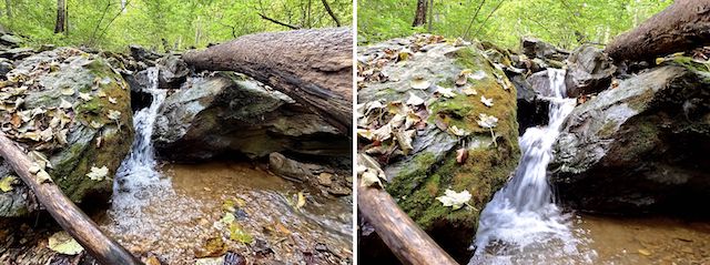 Hollow Brook. All the comparison's in this blog are iPhone 17 Pro (left), OM System Tough TG-7 (right).