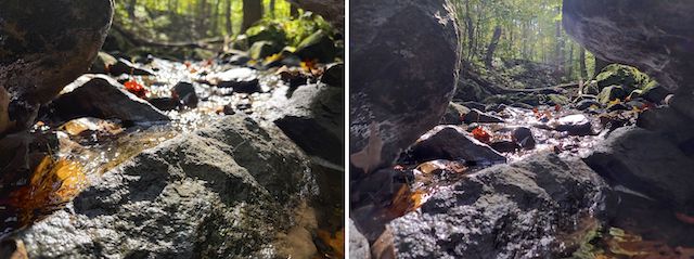 Spout Run comparison: Which looks sharper, iPhone 17 Pro (left), or OM System Tough TG-7 (right)?