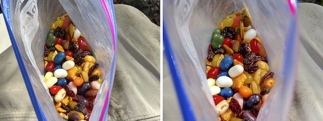 Enjoying some hiking food on The Rollercoaster's penultimate climb. My unhappiness with the iPhone 17 Pro's macro focus (left), is why I am experimenting with the OM System Tough TG-7 (right), my second new pocket camera this year.