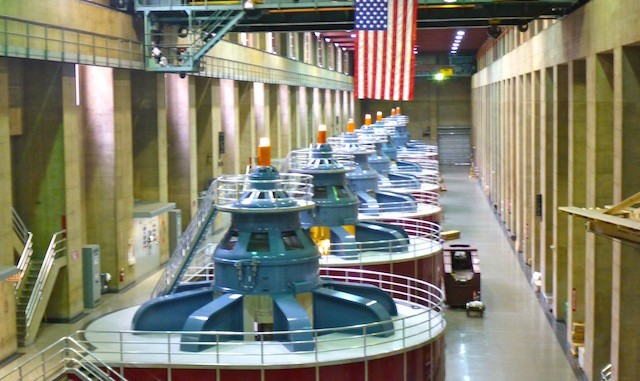 Hoover Dam turbines with 300-ton overhead crane.