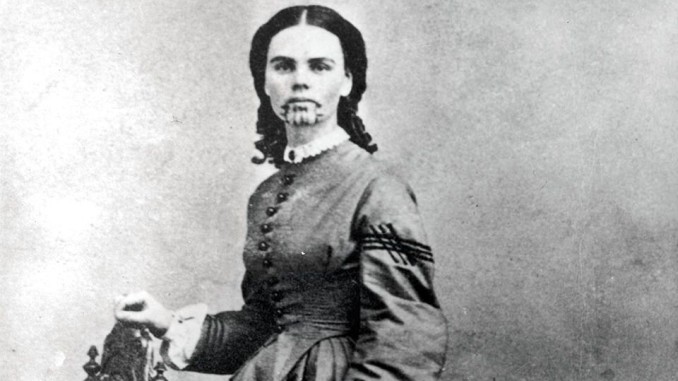 Olive Oatman, with Mohave tribal tattoo.