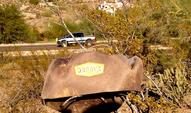 Discarded Denny's hat
