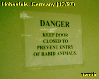 Warning on barracks door