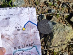 H+B benchmark on Hill 1655, overlooking Alamo Dam and the Bill Williams National Wildlife Refuge.