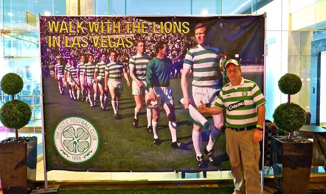 Posing with the Lisbon Lions display in the Westgate lobby.