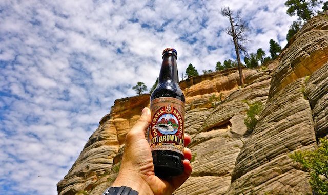 Saluting Fisher Point with an Oak Creek Nut Brown Ale.
