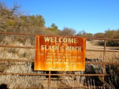 "Welcome to Slash S Ranch" sign on Dripping Spring Rd.