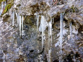It was cold enough that there were icicles along Big Slackwater in mid-afternoon.