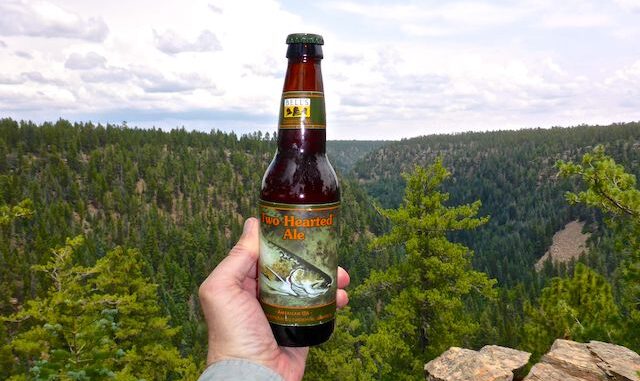 Enjoying a hiking beer above the junction of (left-to-right) Woods Canyon, Chevelon Canyon and Willow Springs Canyon, at the end of 235 Road Trail #502.