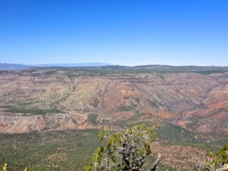 From my OP on the cliff edge of Nash Point, looking across Fossil Creek Canyon, towards Mud Tanks Mesa.