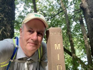 C&O Canal midpoint marker: Though in my case, after today, I have a mere nine miles to complete the towpath.
