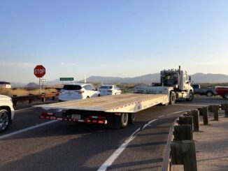 7:00 a.m.: Bush Highway at AZ-87 (aka Beeline Highway). Mazatzal Mountains ahead.