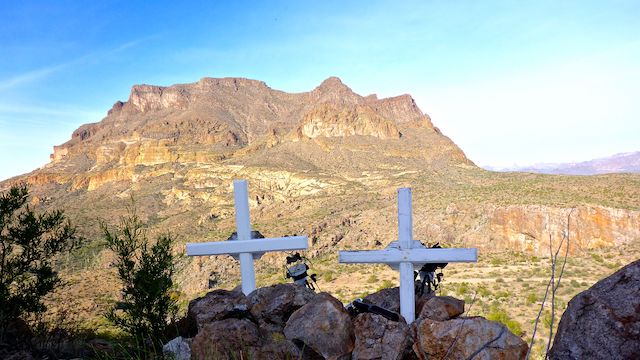 Looking across Forest Road 4 and Telegraph Canyon, towards Picketpost Mountain.