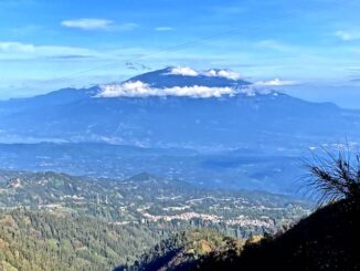 Looking towards Mount Arjuno-Welirang, 27 miles from Bukit Cinta, after sunrise on Mount Bromo