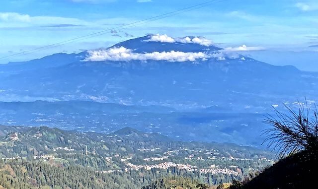 Looking towards Mount Arjuno-Welirang, 27 miles from Bukit Cinta, after sunrise on Mount Bromo