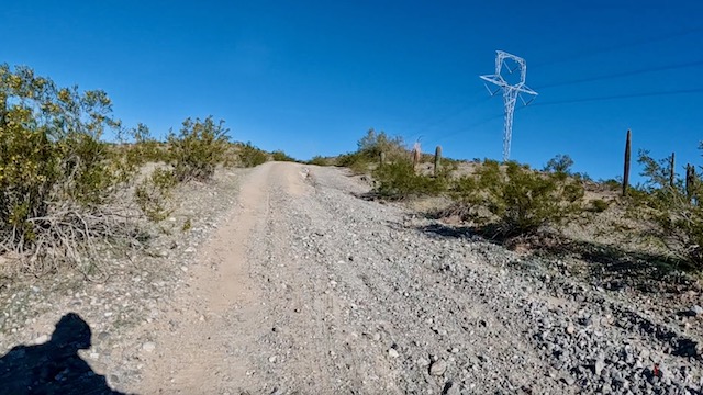 Butterfield Stage Trail: The only "climb" beween Enid and Christmas Camp is 35 ft. at 6.8%, in the first mile, around Hill 1535. If you feel motivated, you can always ride over it. (GoPro screen cap)