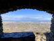 South Mountain Park: Looking northwest from inside Dobbins Lookout. North Mountain is visible past downtown Phoenix (right).
