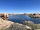 Prescott Circle Trail: Willow Creek. The striations on the small islands reminded me of Historic Blue Forest Trail, in the Petrified Forest.